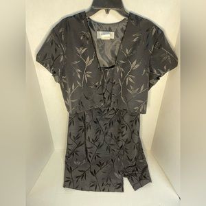 J.R. Nites by Caliendo Black Leaf Pattern 2-Piece Dress